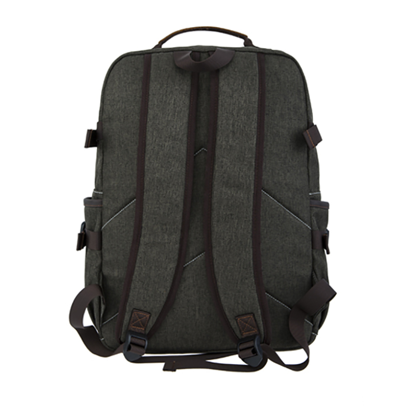 18SC-6891D Arm Canbhás Glas Durabel Fíor-leathar Backpack Gnó Glúine Pacáiste Pacáiste Fíor-Thaisteal