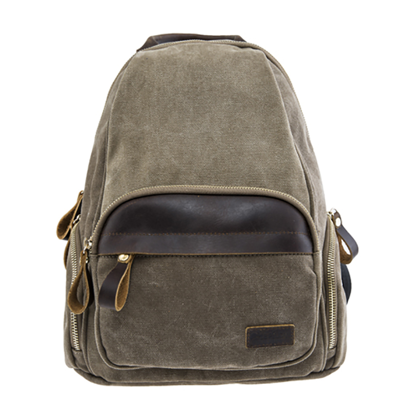 17SC-6357D Canbhás Leathar Saincheaptha Leathar Saincheaptha Vintage Leather Backpack Mála droma mórdhíola don Scoil
